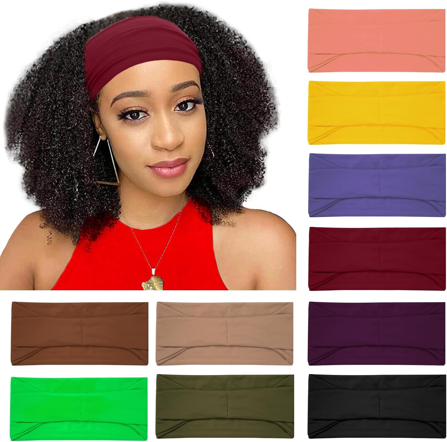 10 Pack Wide Headbands for Women