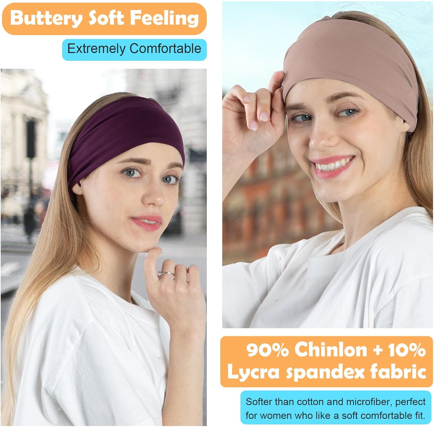 10 Pack Wide Headbands for Women