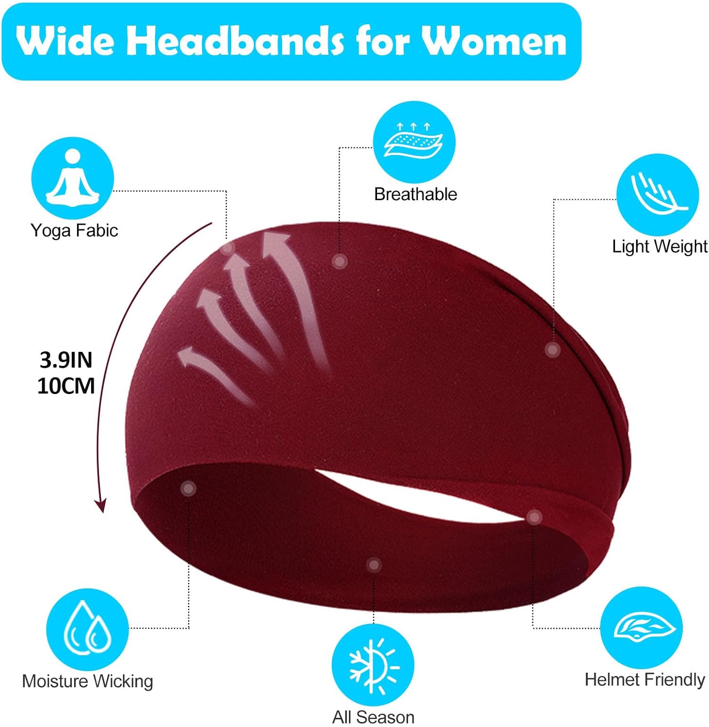 10 Pack Wide Headbands for Women