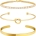 Gold Bangle Cuff Bracelets for Women 14k Gold Plated Cubic Zirconia Tennis Bracelet Non tarnish Love Knot Bracelets Stack Cuff Bangles Adjustable Jewelry Set for Women 3pcs