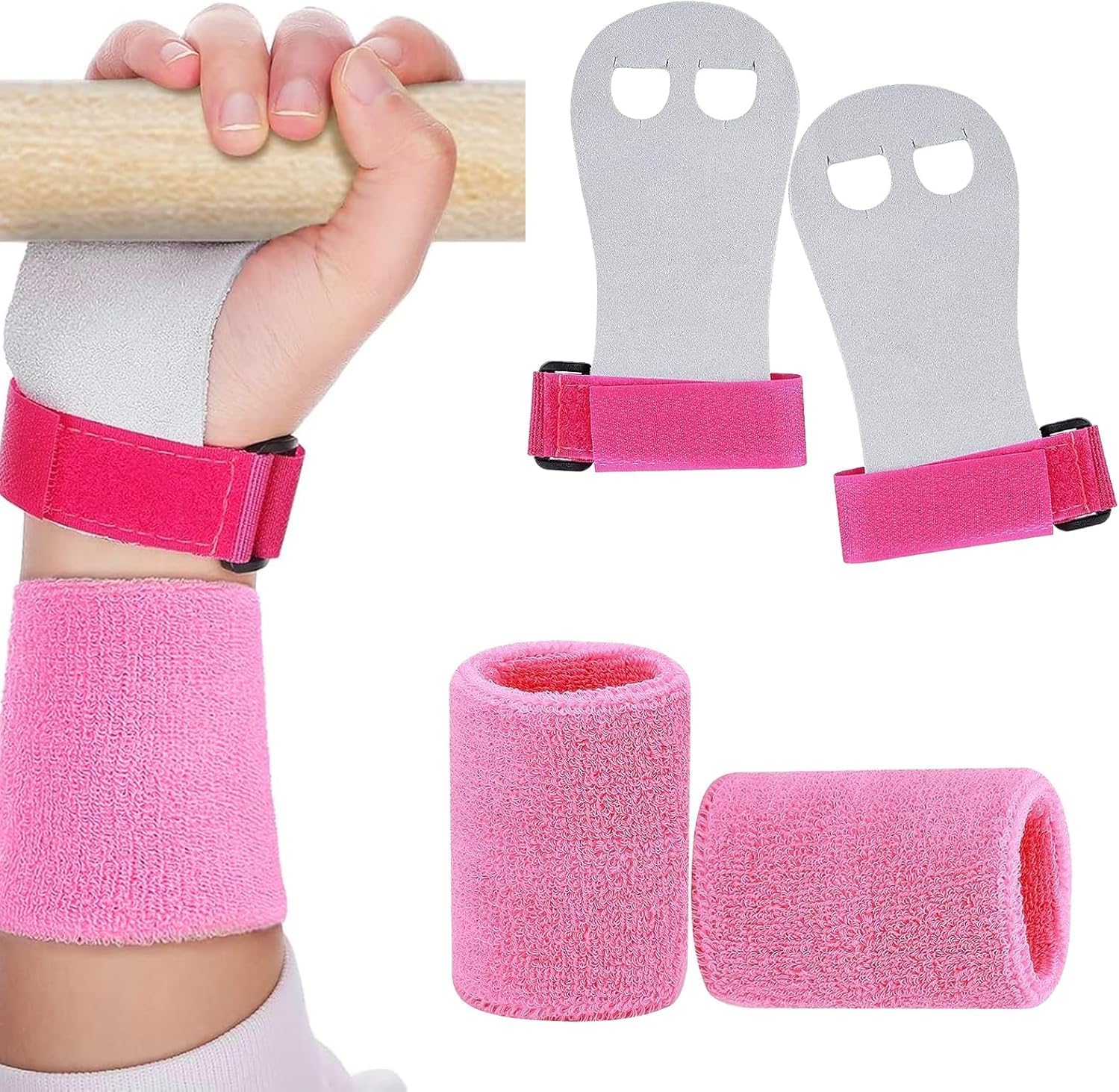 2 Packs Kids Gymnastics Grips Wristbands Sets for Youth