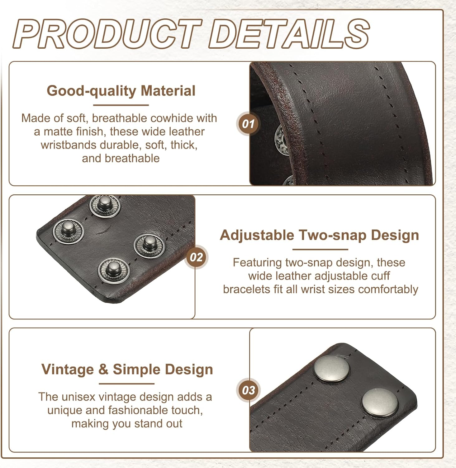Wide Simple Leather Wristbands