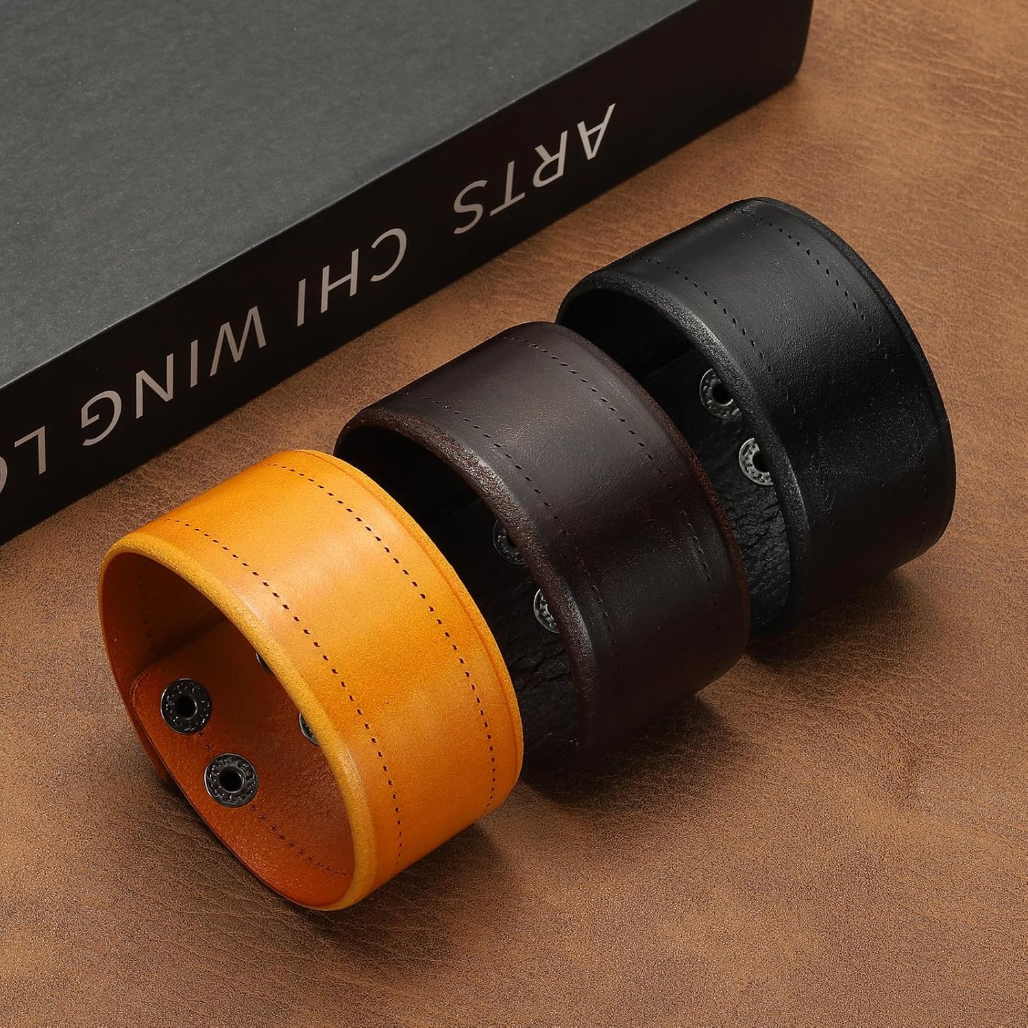 Wide Simple Leather Wristbands