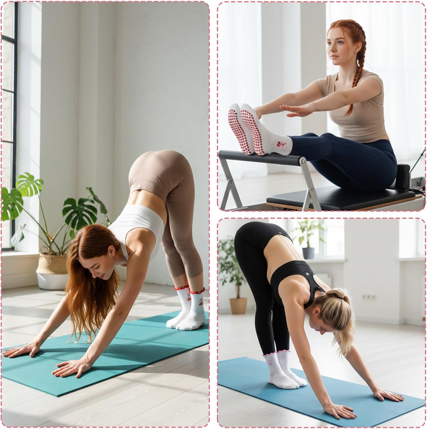 2 Pair Pilates Socks with Grips