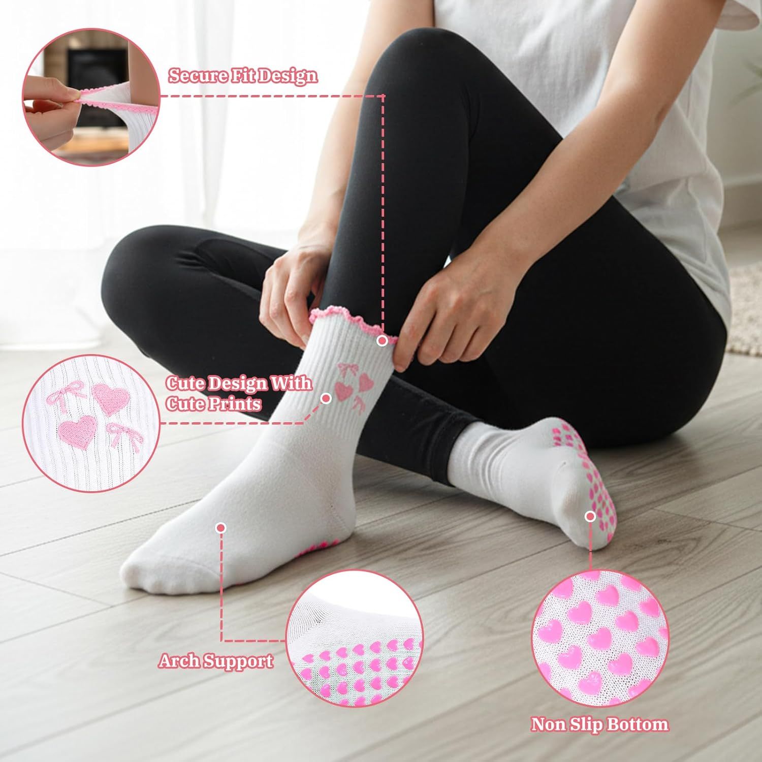 2 Pair Pilates Socks with Grips