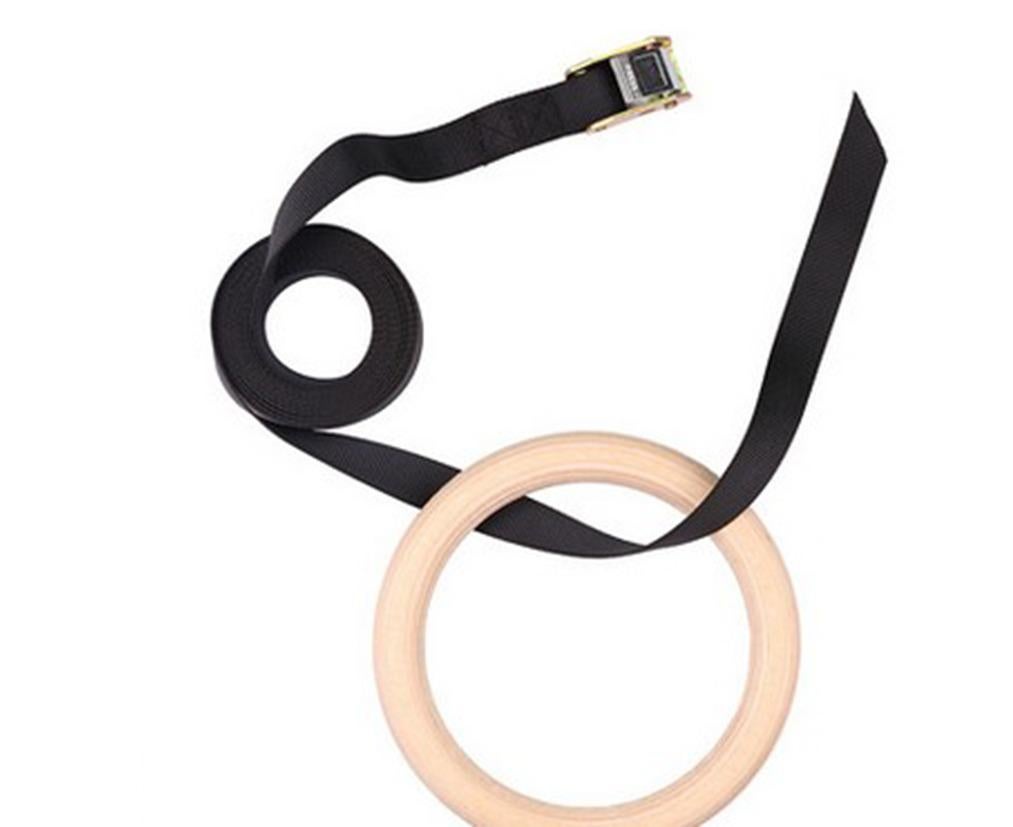 2 pcs Wood Gymnastic Rings - Olympic Gym Rings with Adjustable Straps