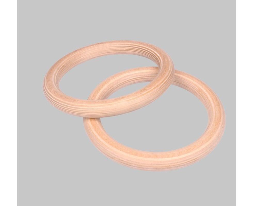 2 pcs Wood Gymnastic Rings - Olympic Gym Rings with Adjustable Straps