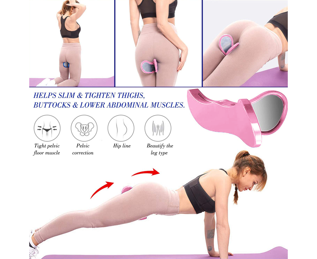 Pelvis Floor Muscle Medial Exerciser Hip Muscle&Inner Thigh Trainer Correction Beautiful Buttocks for Women - Pink