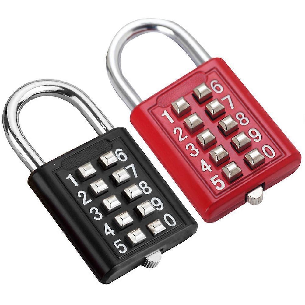 2pcs 10-Digit Luggage Locks - Metal Code Padlocks for Gym