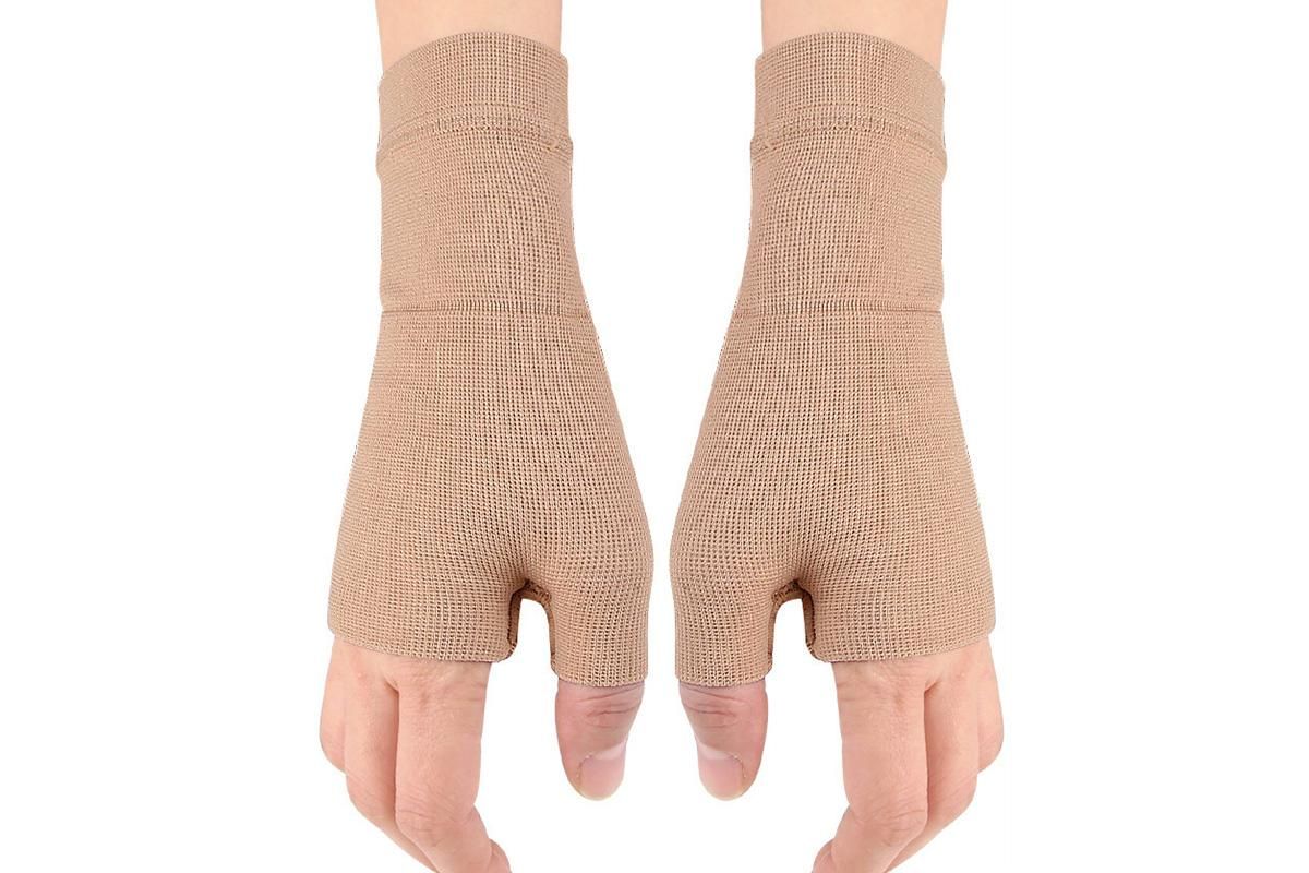 1Pair Wrist Brace Glove Sport Wrist Support for Fitness Weightlifting Skin Tone - L