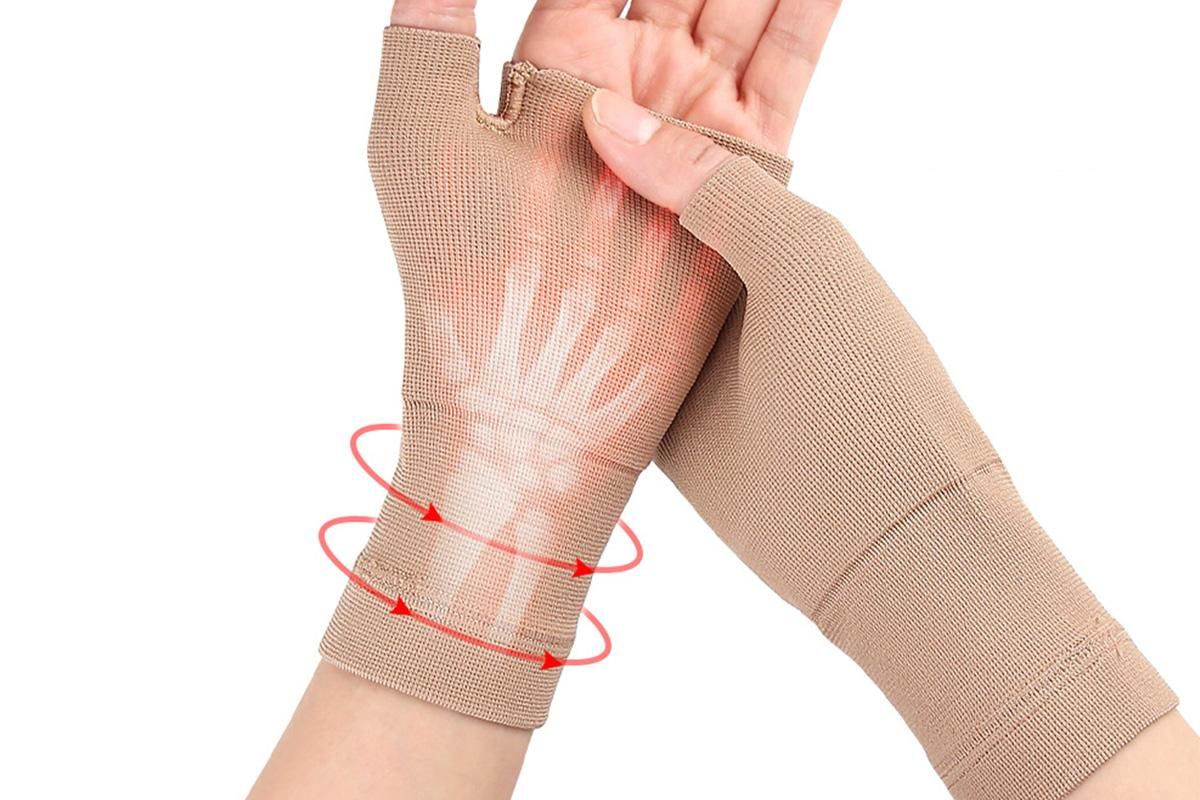 1Pair Wrist Brace Glove Sport Wrist Support for Fitness Weightlifting Skin Tone - L