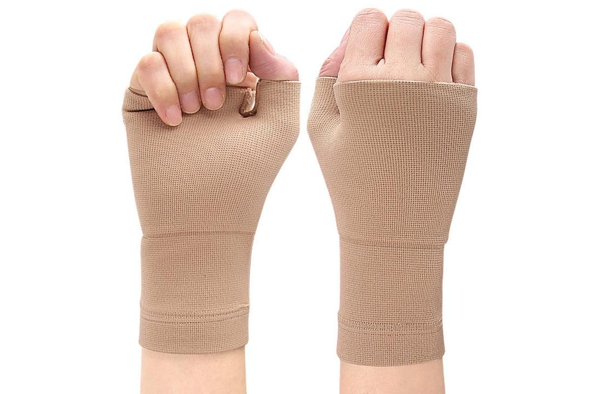 1Pair Wrist Brace Glove Sport Wrist Support for Fitness Weightlifting Skin Tone - S