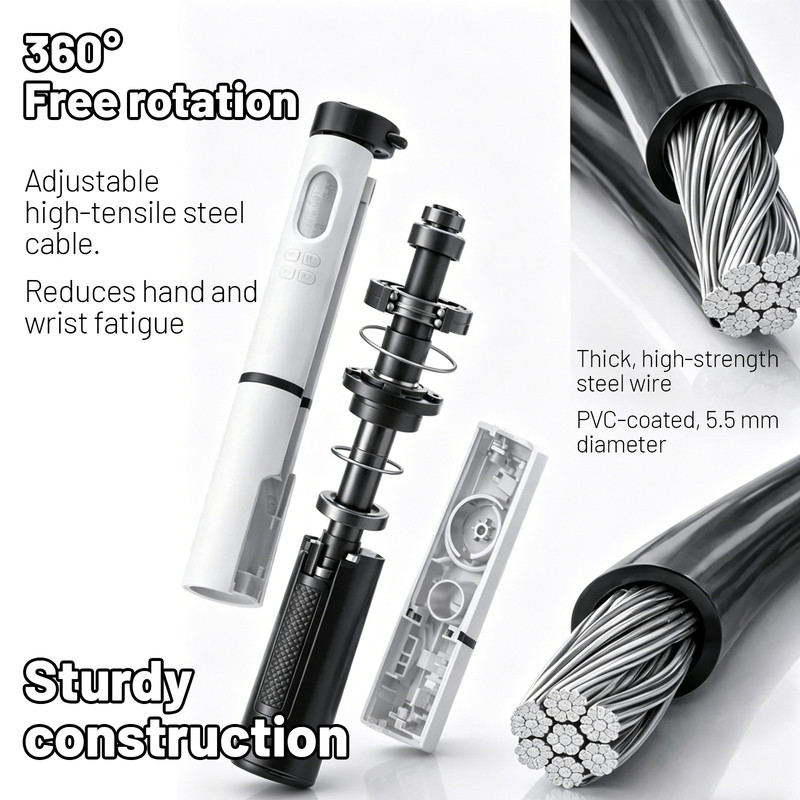 Electronic Smart Counting Jump Rope - Cordless and Corded Dual-Use - Professional Fitness and Weight Loss Equipment - Suitable for Adults and Children - Rope Length: 280 cm - Includes Storage Bag - Multiple Accessories - Essential for Home Fitness and Wei