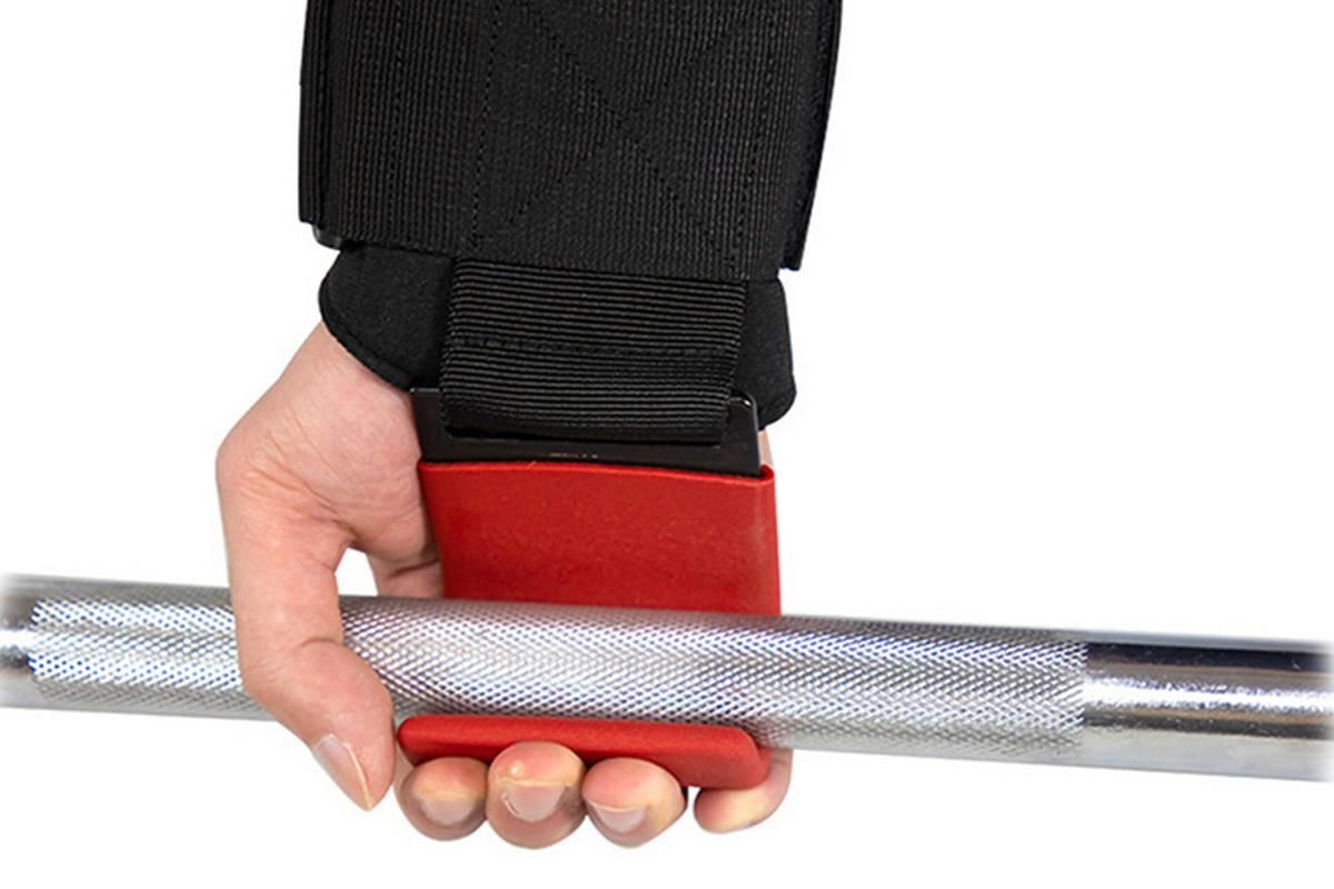 2pcs Weight Lifting Hook Hand Grip Support Wrist Straps Powerlifting Grips Gym Gloves(Red)