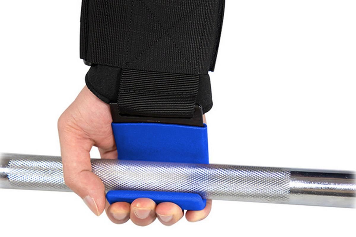 2pcs Weight Lifting Hook Hand Grip Support Wrist Straps Powerlifting Grips Gym Gloves(Blue)