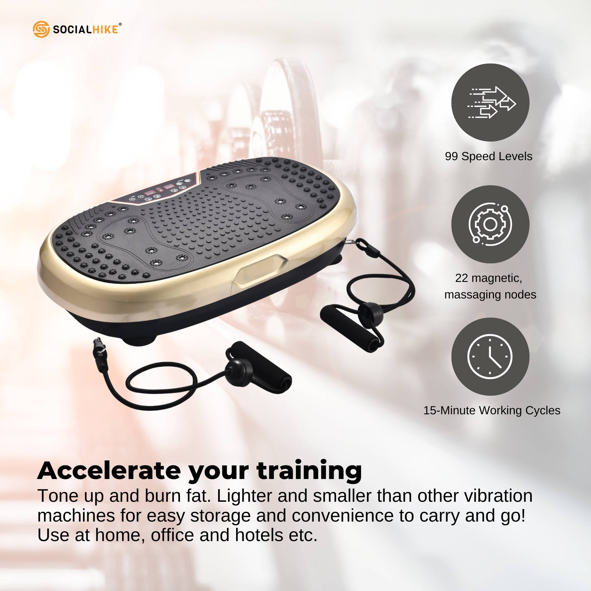 Social Hike Gold Mini Vibration Plate - Vibrating Exercise Machine Platform