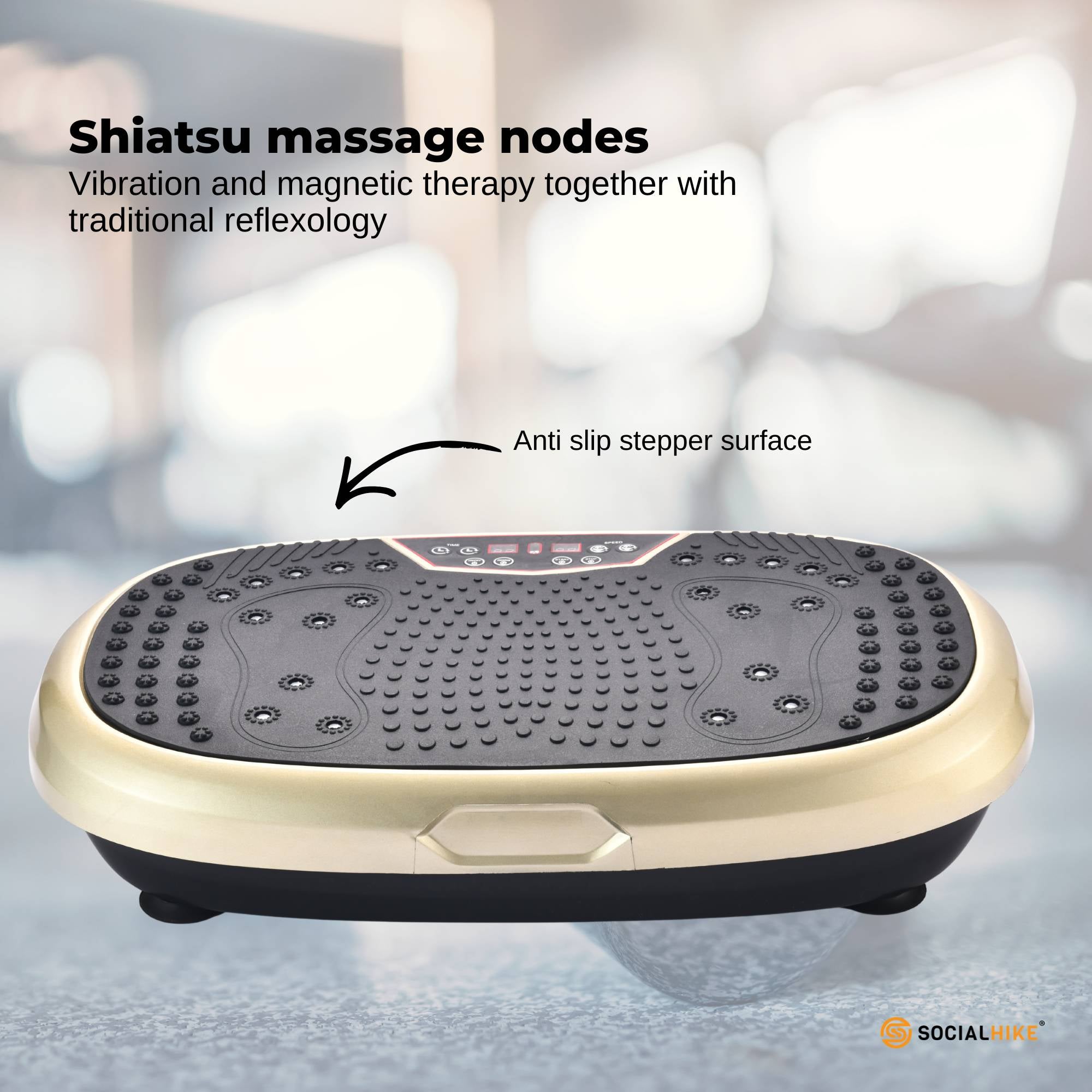 Social Hike Gold Mini Vibration Plate - Vibrating Exercise Machine Platform