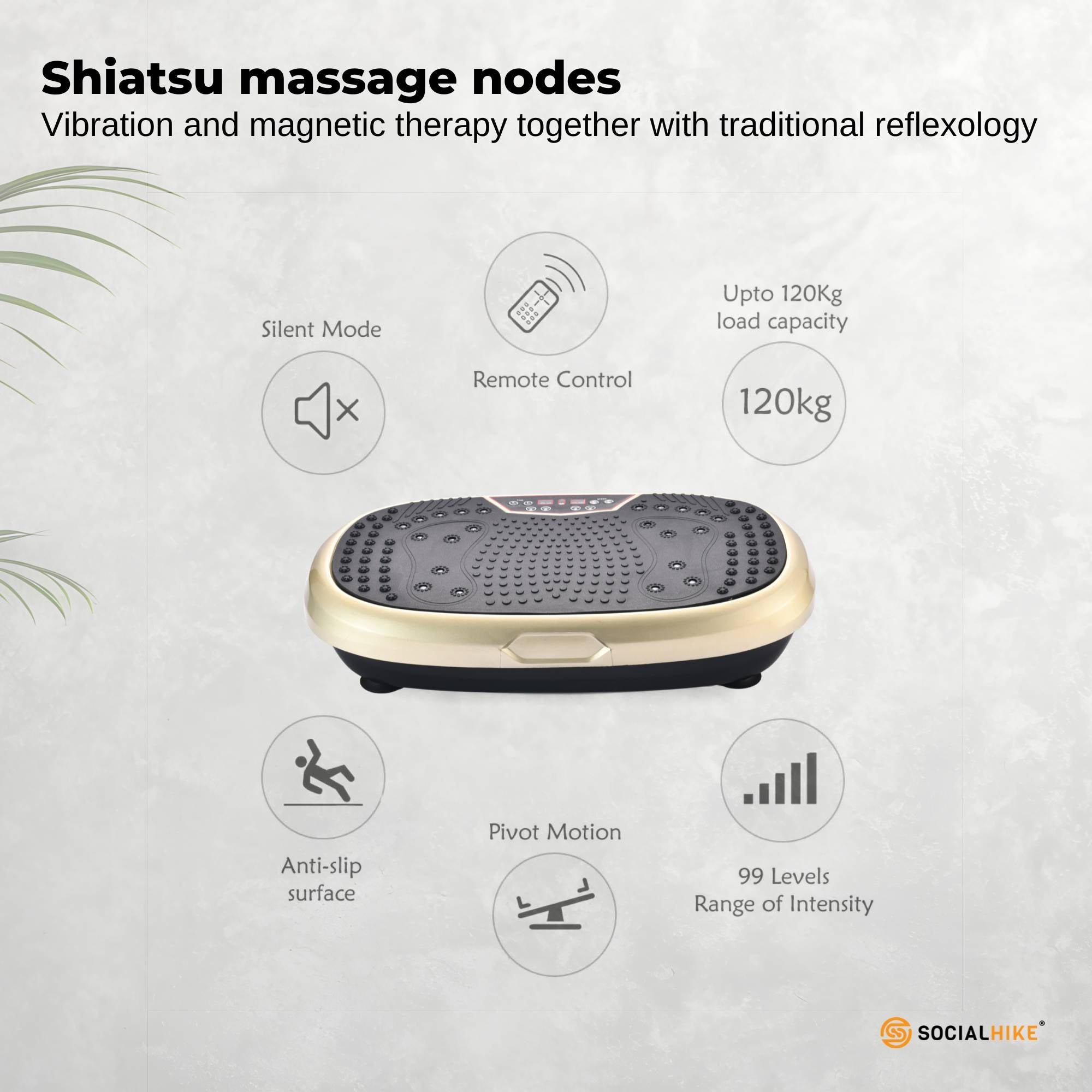 Social Hike Gold Mini Vibration Plate - Vibrating Exercise Machine Platform