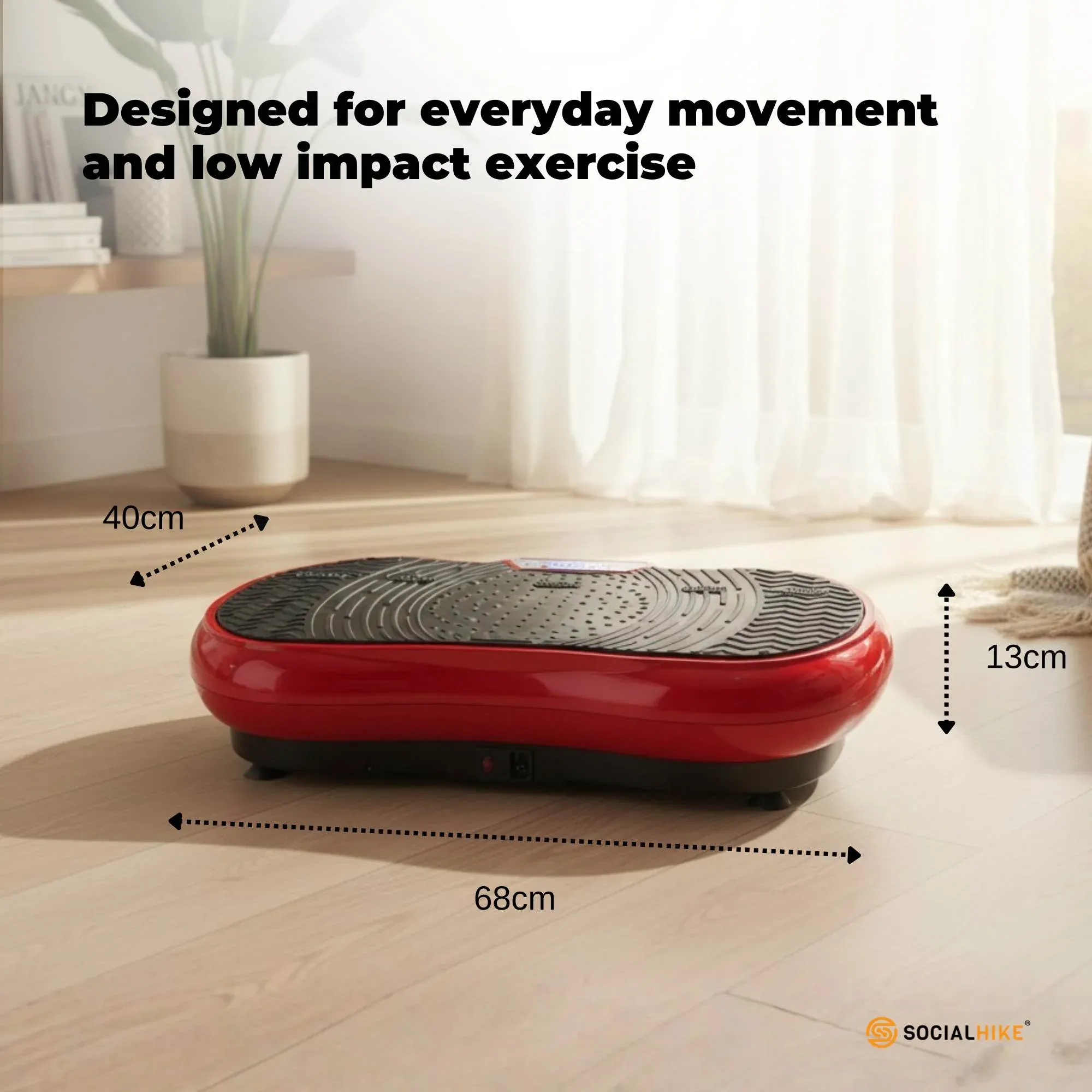 Social Hike Vibration Plate Exercise Platform - Vibrating Workout Machine Red