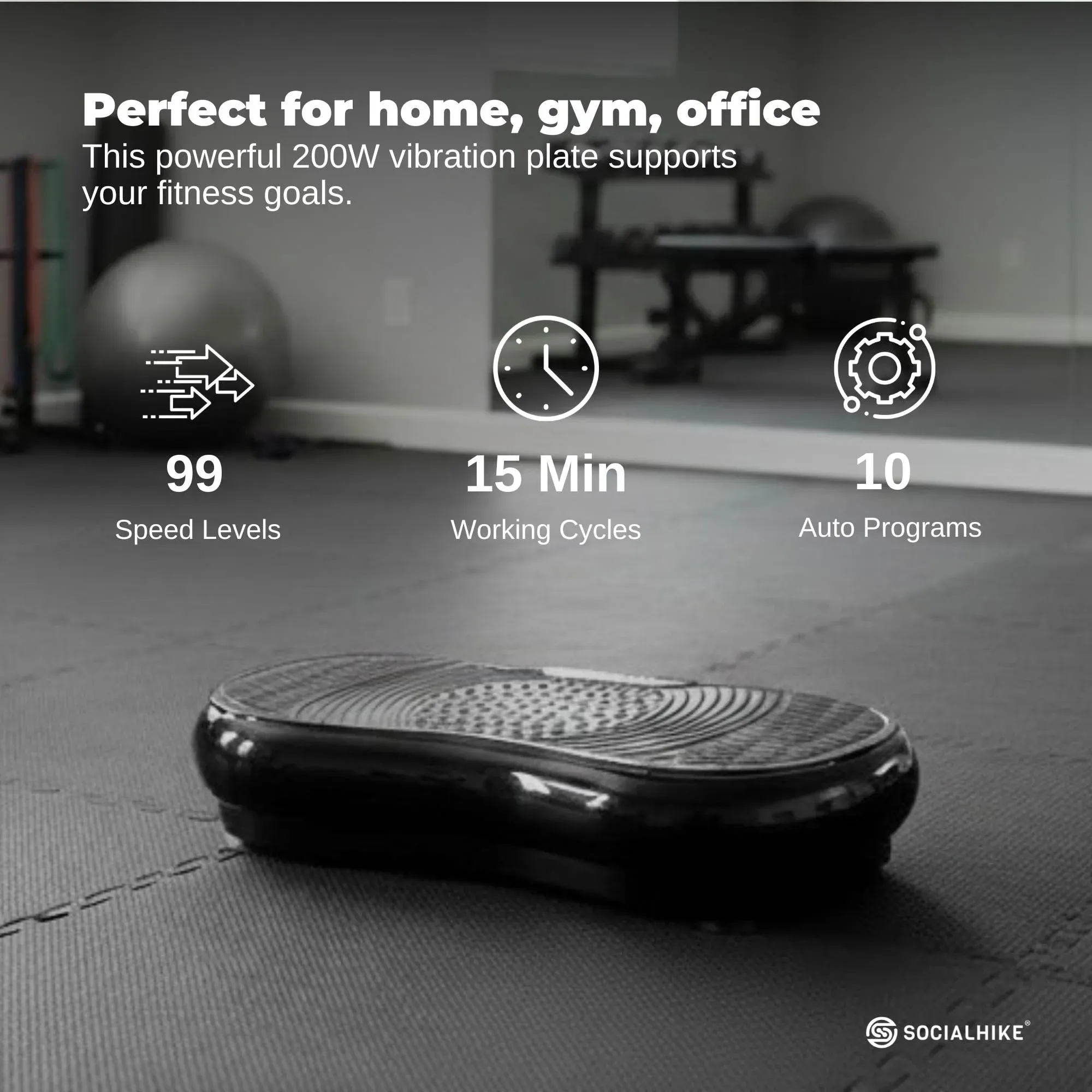 Social Hike Vibration Plate Exercise Platform - Vibrating Workout Machine Black