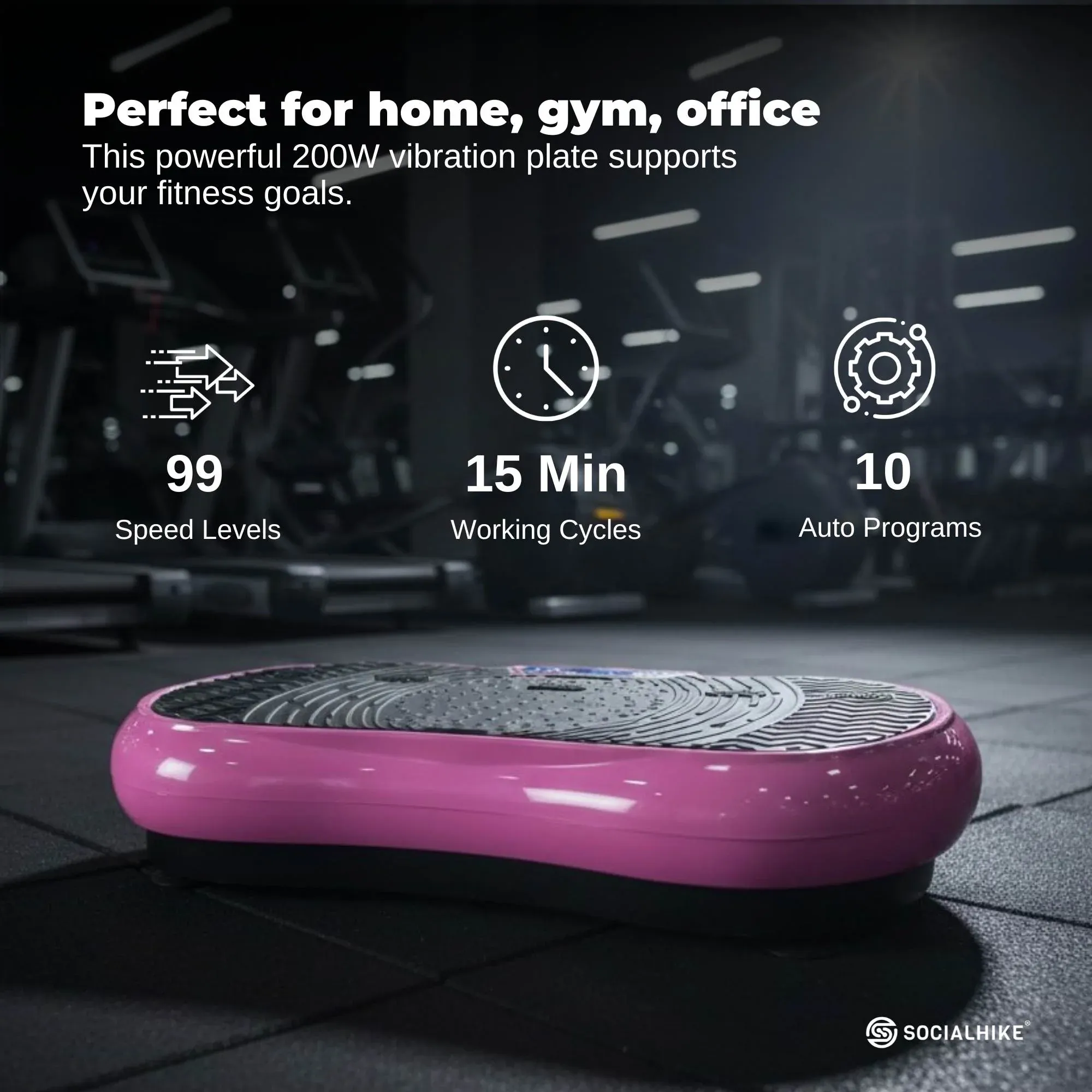 Social Hike Vibration Plate Exercise Platform - Vibrating Workout Machine Pink