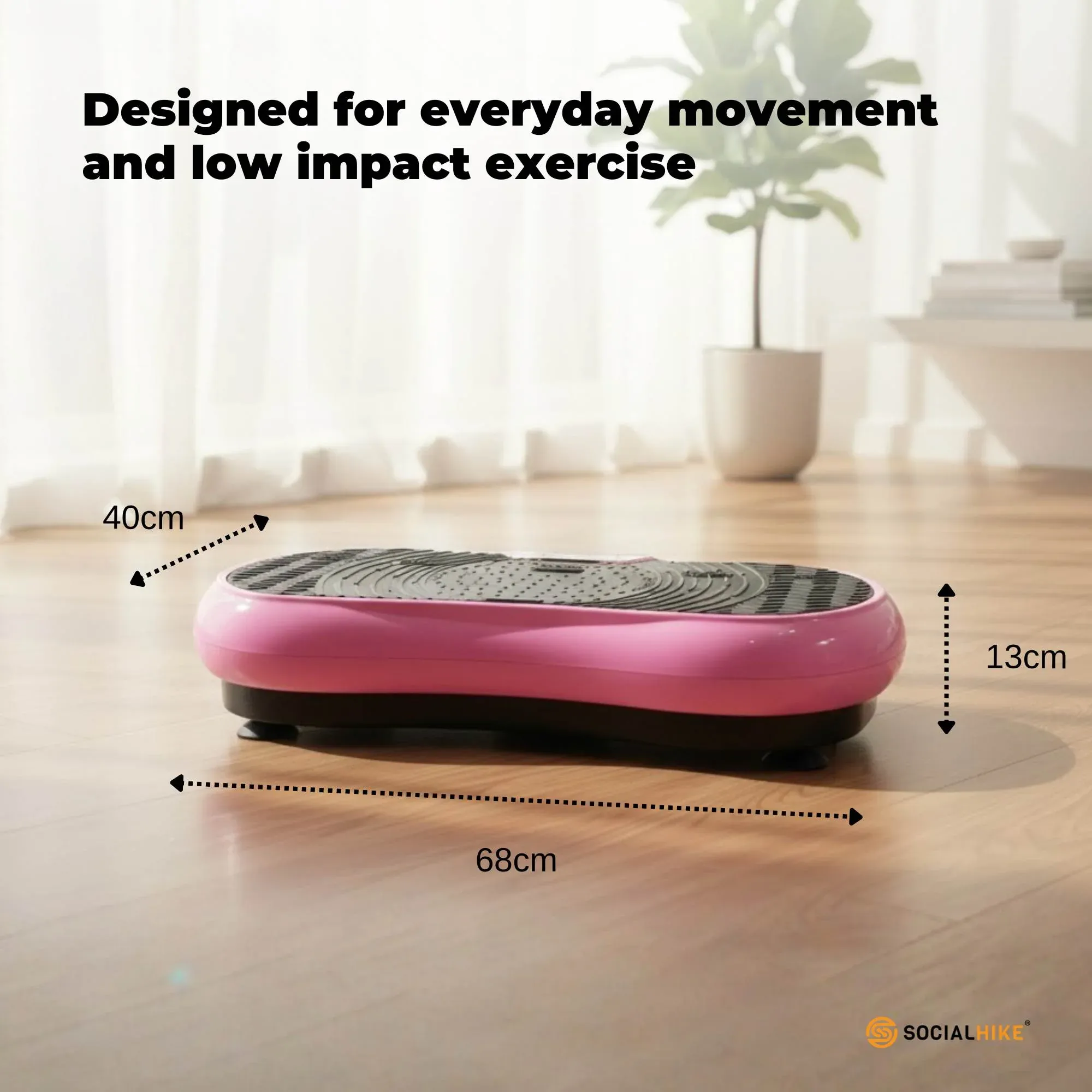 Social Hike Vibration Plate Exercise Platform - Vibrating Workout Machine Pink