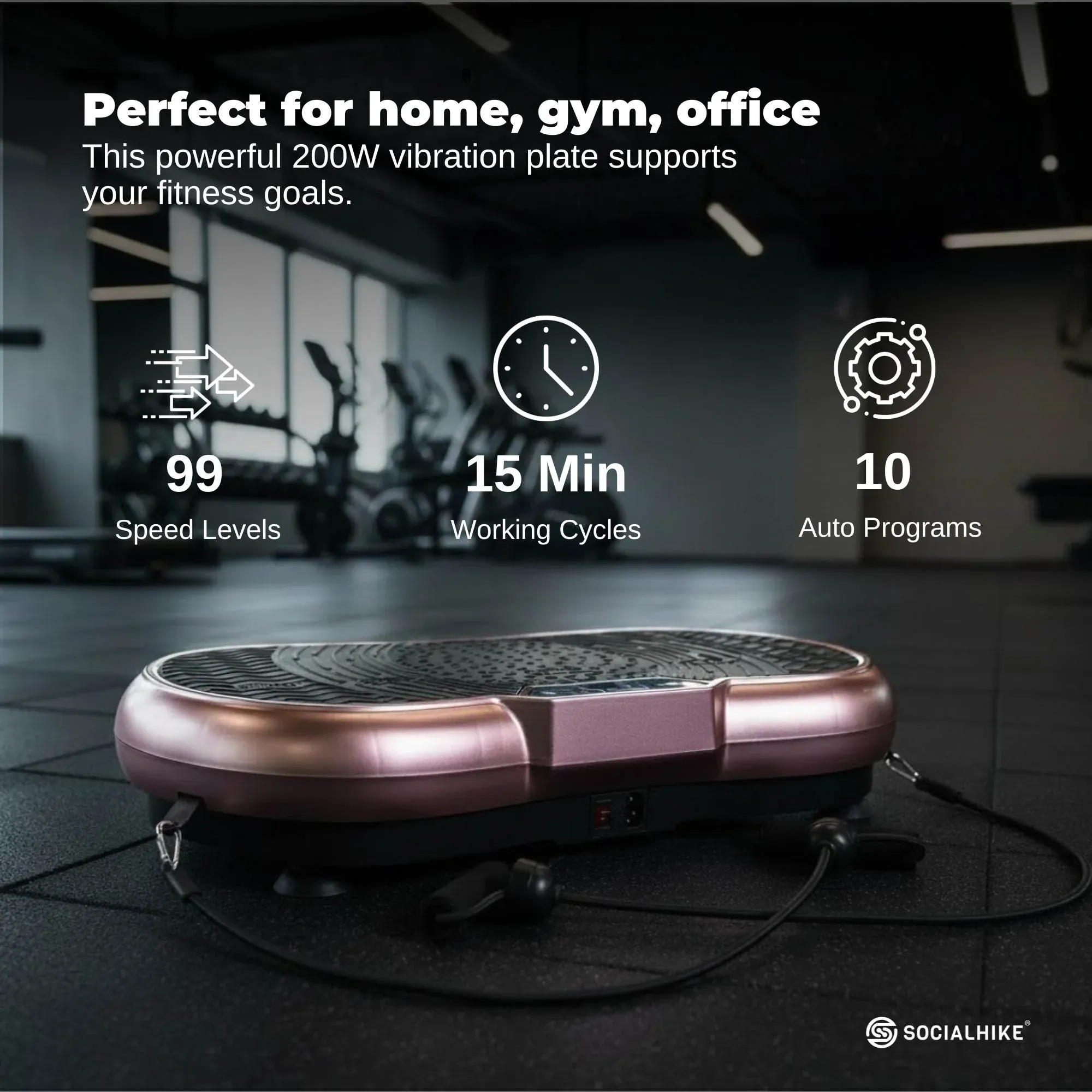 Social Hike Vibration Plate Exercise Platform - Vibrating Workout Machine Rose