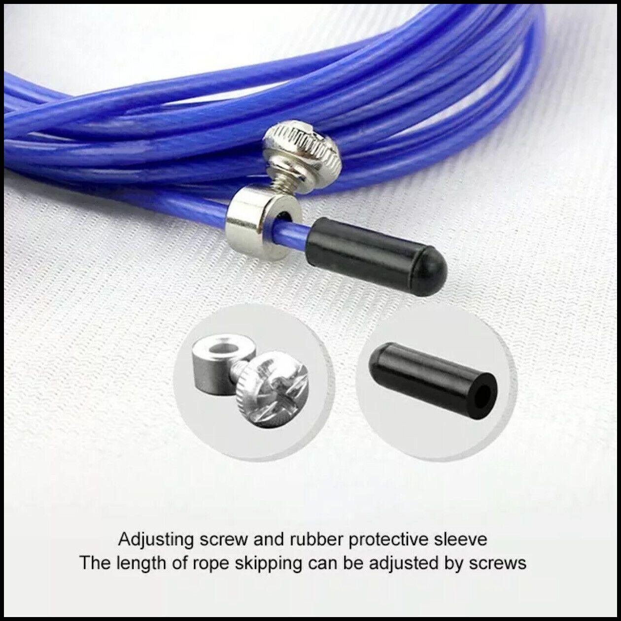 Aolikes Adjustable High Speed Steel Skipping Jump Rope Dual Bearings Gym Boxing - Blue