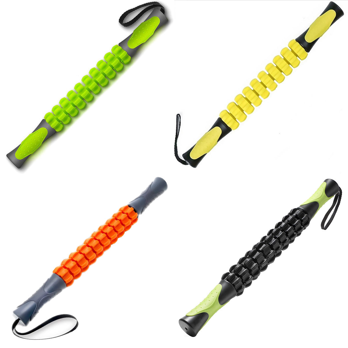 Muscle Roller Stick Full Body Fitness Massage Tool for Home and Gym Use - Orange