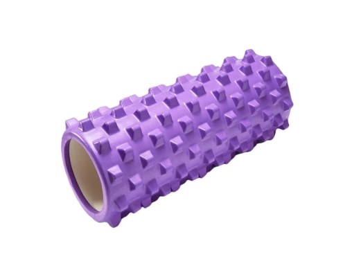 High Density EVA Foam Roller Yoga Massage Stick for Fitness - Wolf Tooth Style Purple-45cm