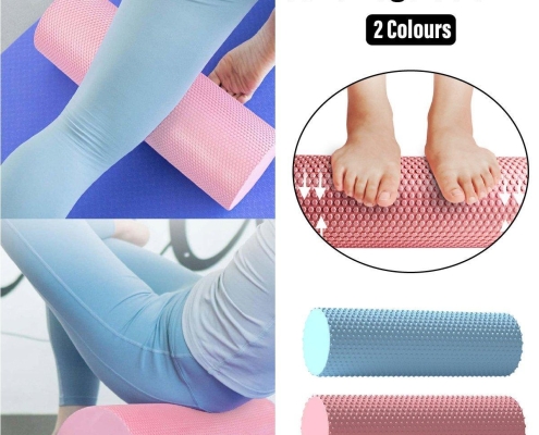 EVA Foam Yoga Massage Roller Solid Pilates Fitness Column for Muscle Recovery - Pink