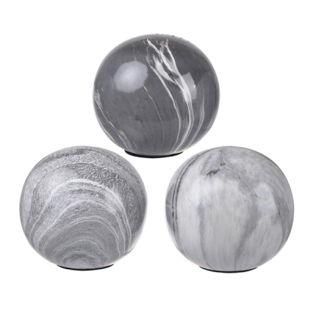 Set 3 Grey Marbleized Balls 10cm Set 3 Grey Marbleized Balls 10cm