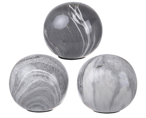 Set 3 Grey Marbleized Balls 10cm