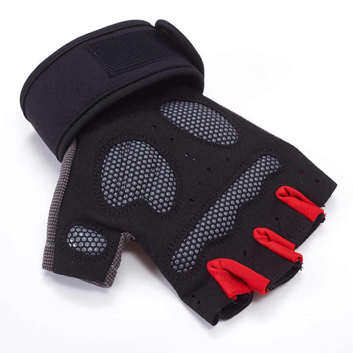 M White Fingerless Workout Gloves with Wrist Support – Non-Slip