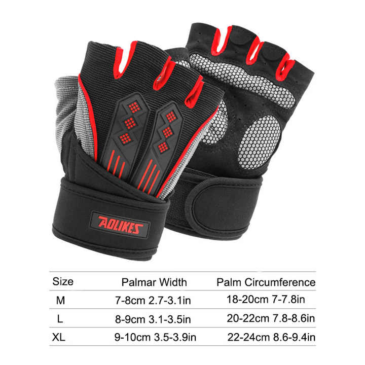 M White Fingerless Workout Gloves with Wrist Support – Non-Slip