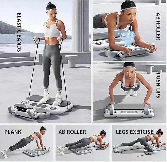 Grey 6-in-1 Multifunctional Fitness Board – Ab Wheel