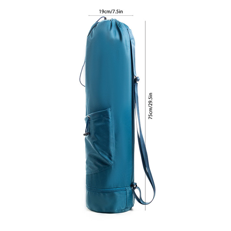 Dark Blue Durable Yoga Mat Carry Bag - Multi-Functional Fitness Backpack with Wet Pocket(Mugs are filming props