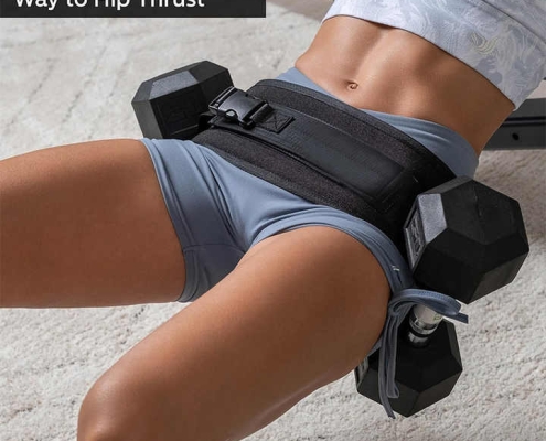 Black Portable Hip Thrust and Glute Training Belt - Adjustable Weightlifting Support Strap(Dumbbells not included)
