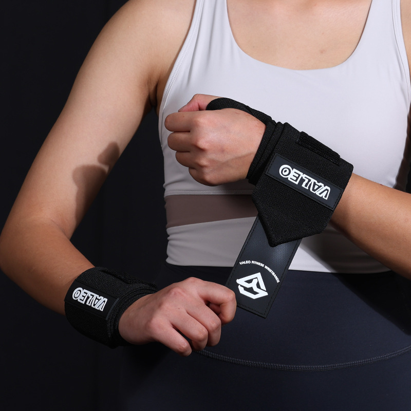 1 Pair Black Heavy-Duty Gym Wrist Wraps for Weightlifting