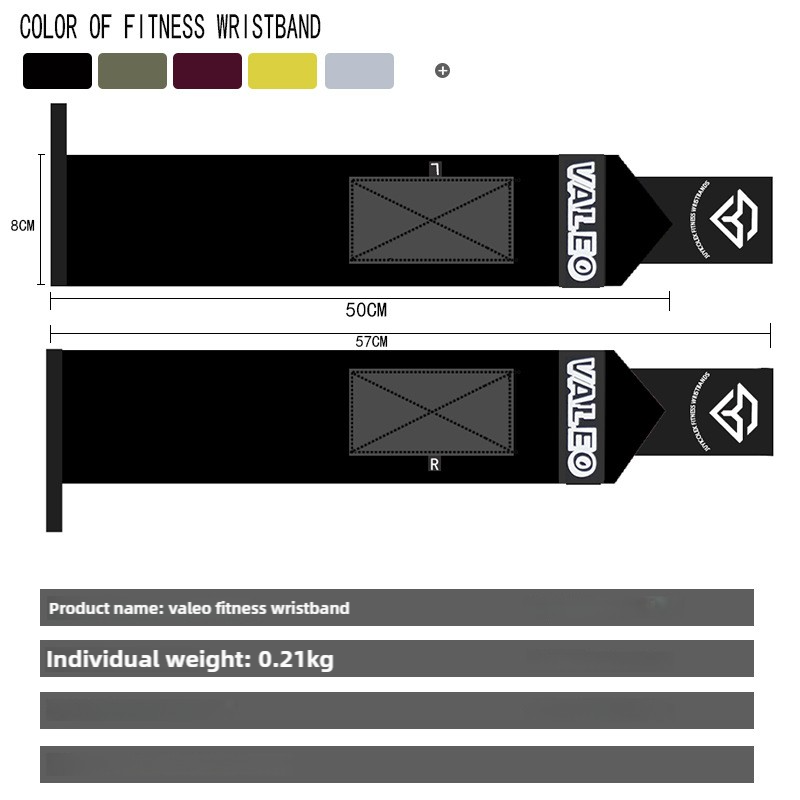1 Pair Black Heavy-Duty Gym Wrist Wraps for Weightlifting