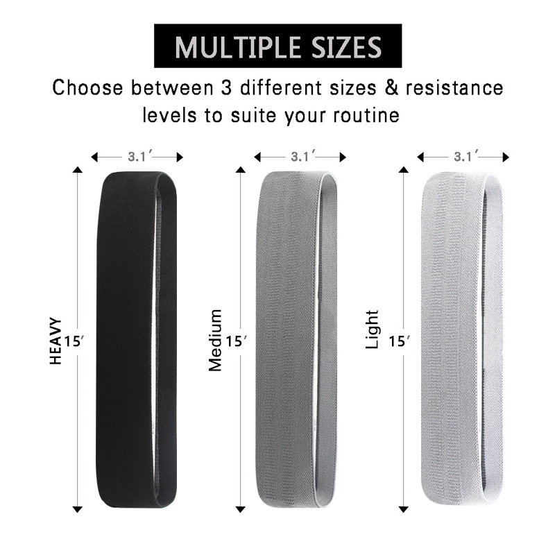 Grey Colour Scheme Fabric Resistance Bands Set - 3 Levels Non-Slip Hip Bands for Strength Training