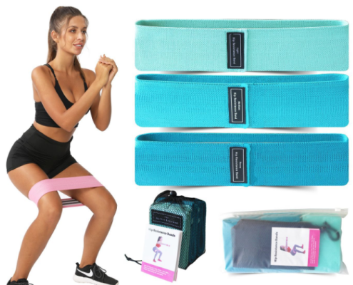Blue Colour Scheme Fabric Resistance Bands Set - 3 Levels Non-Slip Hip Bands for Strength Training