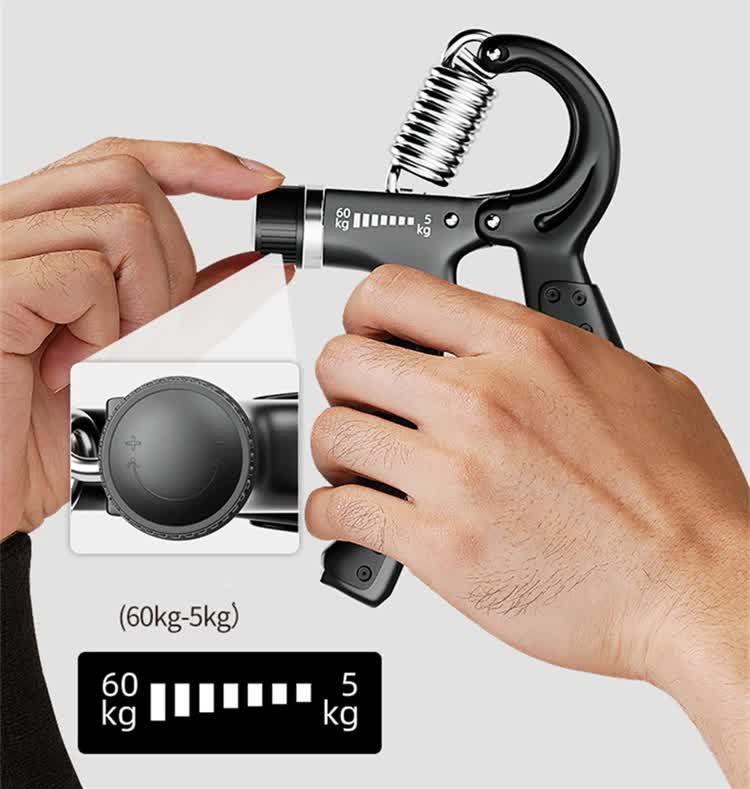 Black 5-Piece Hand Grip Strength Training Set – Adjustable Grip Exerciser