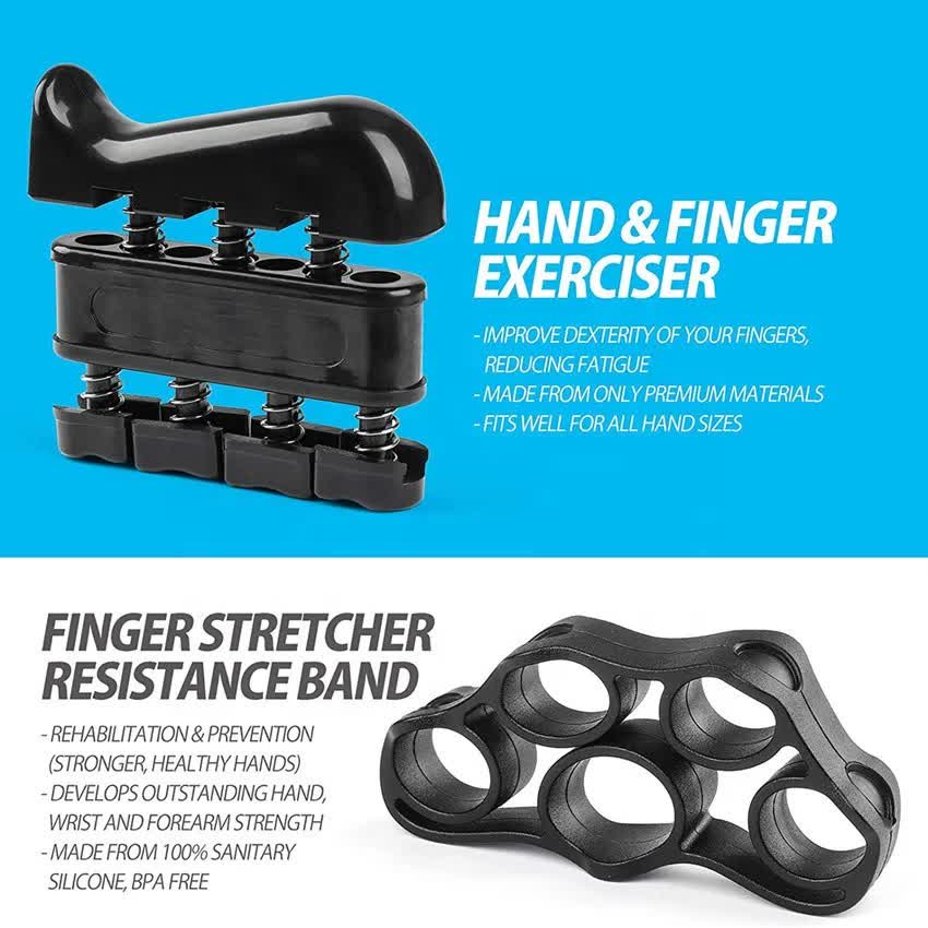 Black 5-Piece Hand Grip Strength Training Set – Adjustable Grip Exerciser