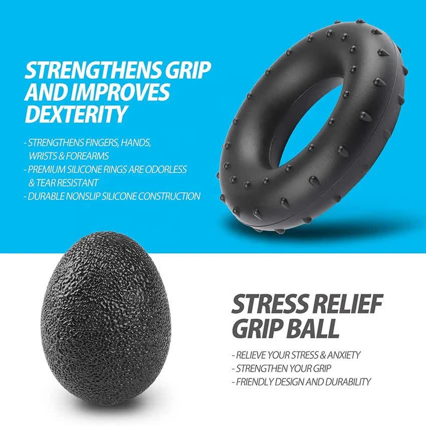 Black 5-Piece Hand Grip Strength Training Set – Adjustable Grip Exerciser