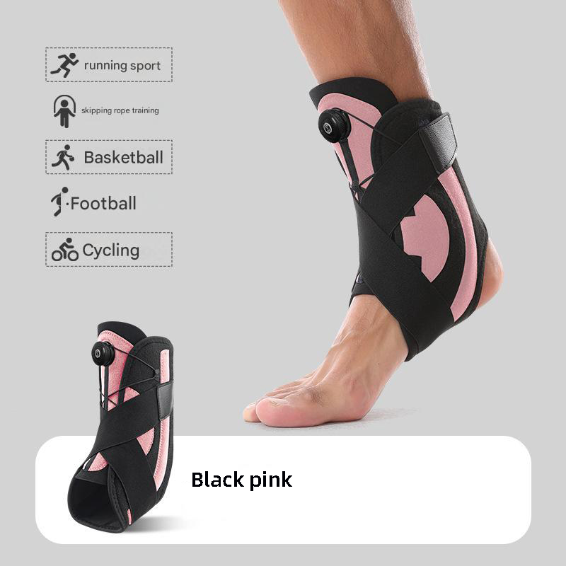 1 Pair Black Pink Adjustable Ankle Brace – Compression Support for Running