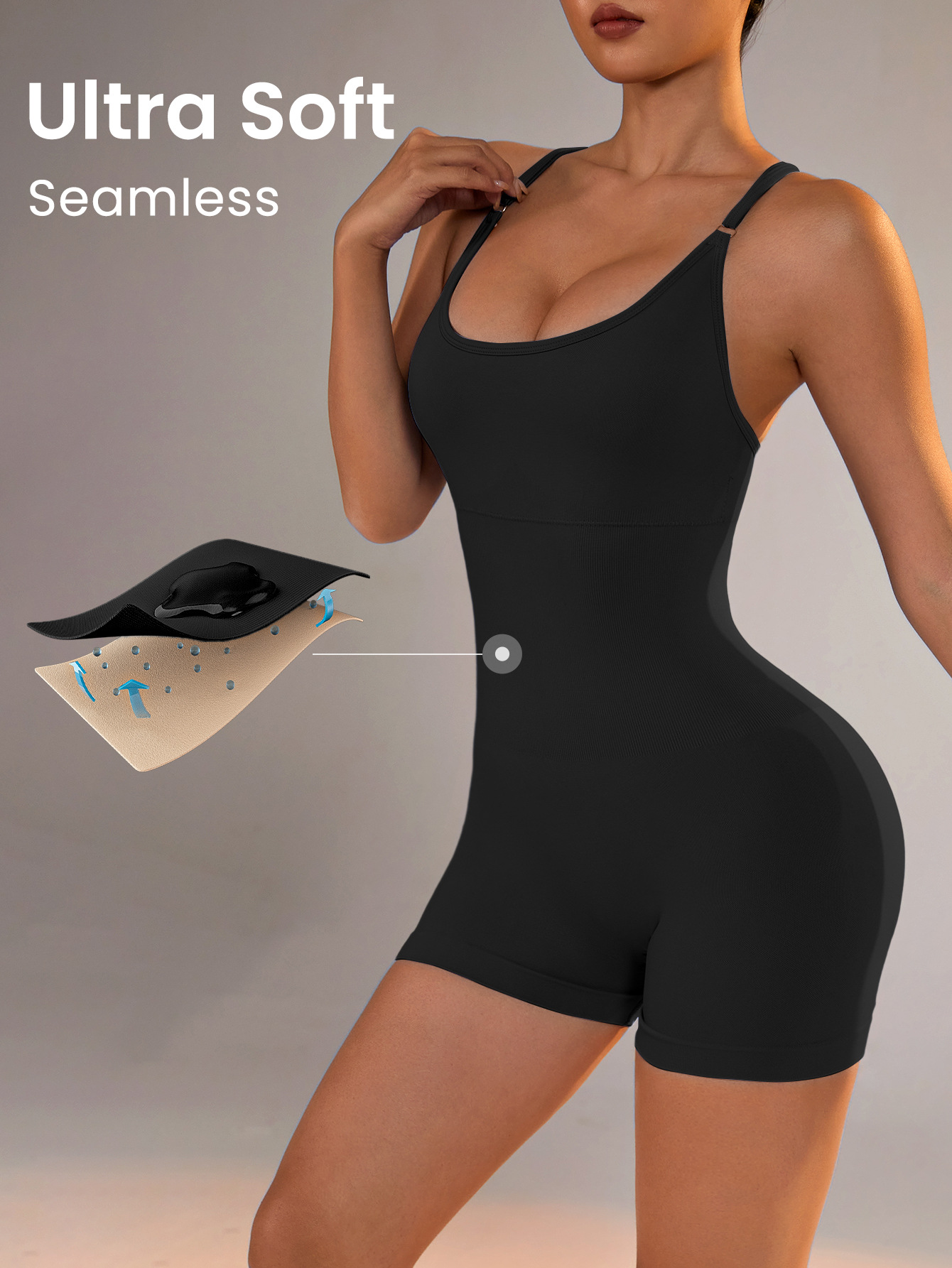Size S Black Nylon Seamless Yoga Bodysuit - Women's Athletic Romper