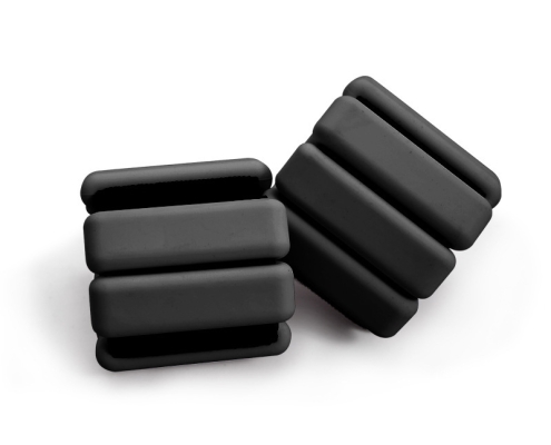 Black Adjustable Silicone Wrist & Ankle Weights - 2lb Pair (900g) 