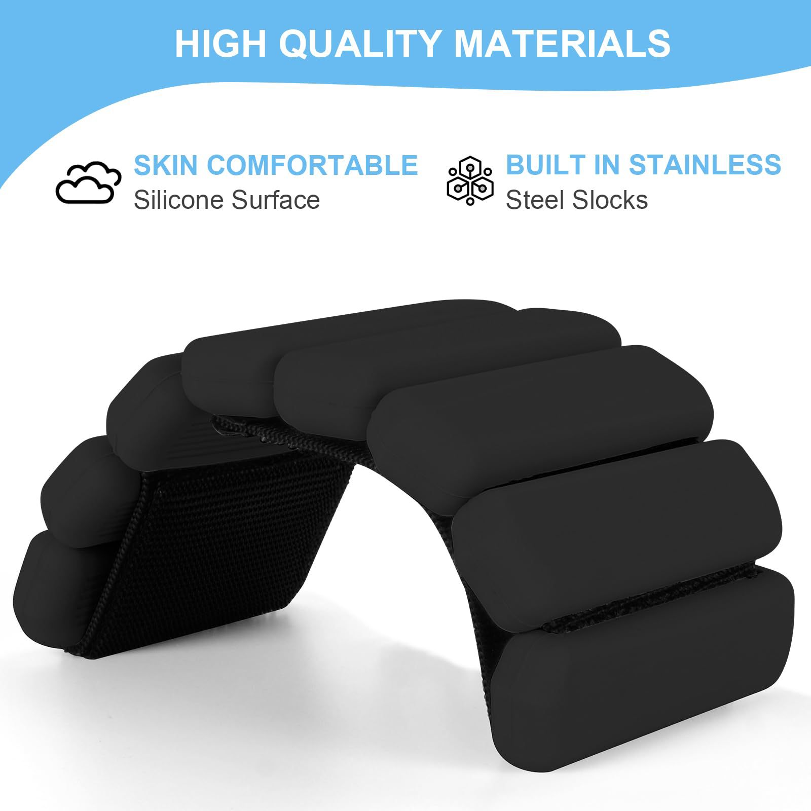Grey Adjustable Silicone Wrist & Ankle Weights - 2lb Pair (900g)