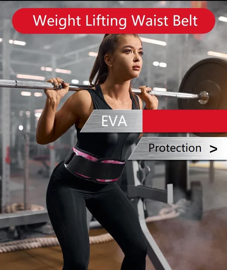 Size L Pink Camouflage Camo Weightlifting Belt - EVA Nylon Gym Belt for Squats